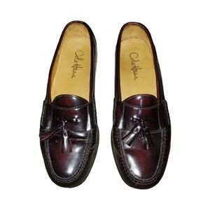 Cole Haan Burgundy Leather Tassels Loafers Size 10